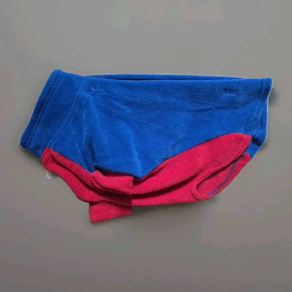 Fido Fleece Cozy Dog Jacket Size 16 Red Blue Ribbon Multicolor Vintage 90s